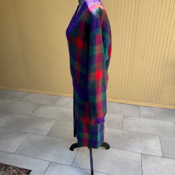 70s Missoni Skirt Set Knit Sweater Tartan Mohair Wool Matching Vintage Designer - Picture 5 of 7